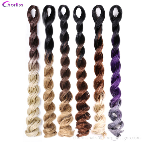 Wholesale 24''100g Ombre Black Blonde Deep Wave Jumbo Box Braids Afro Crochet Braiding Synthetic Hair Extension For women